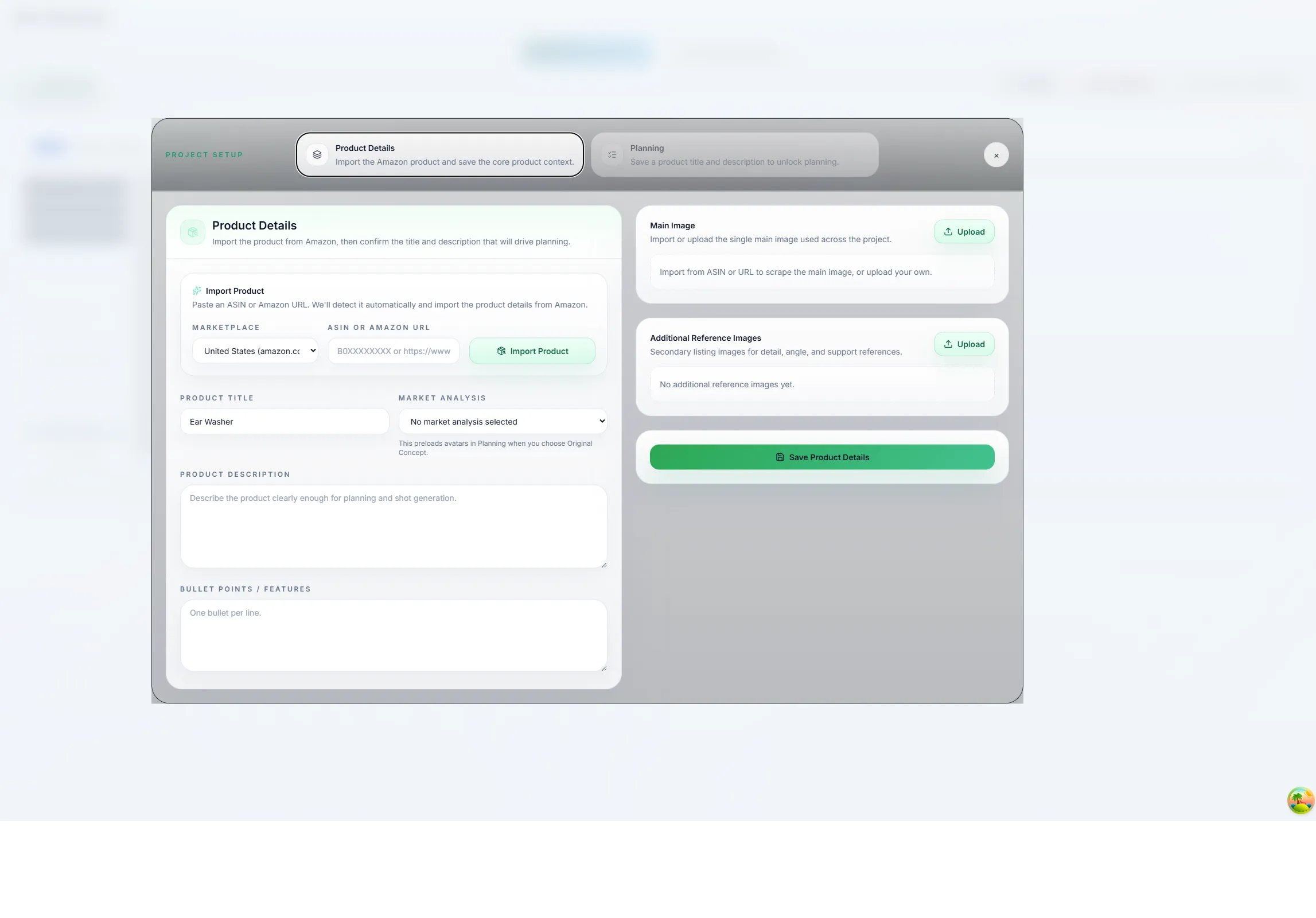 Genrupt A+ content project setup screen.