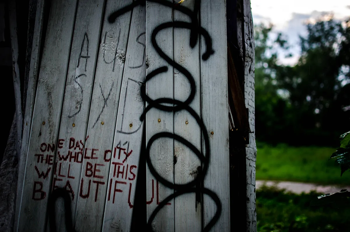 Graffiti on a wall.